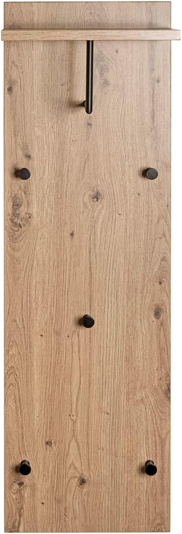 HAKU Möbel Wandgarderobe, MDF, eiche, schwarz, B 30 x T 20 x H 100 cm