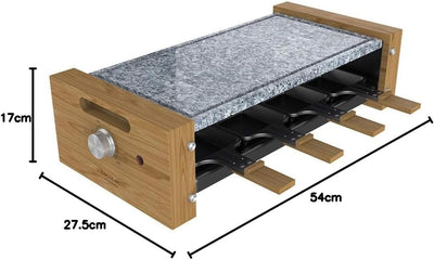 Cecotec Holz Raclette Käse & Grill 8200 Holz Schwarz. 1200 W, Grillfläche, 8 Einzelpfannen, Antihaft