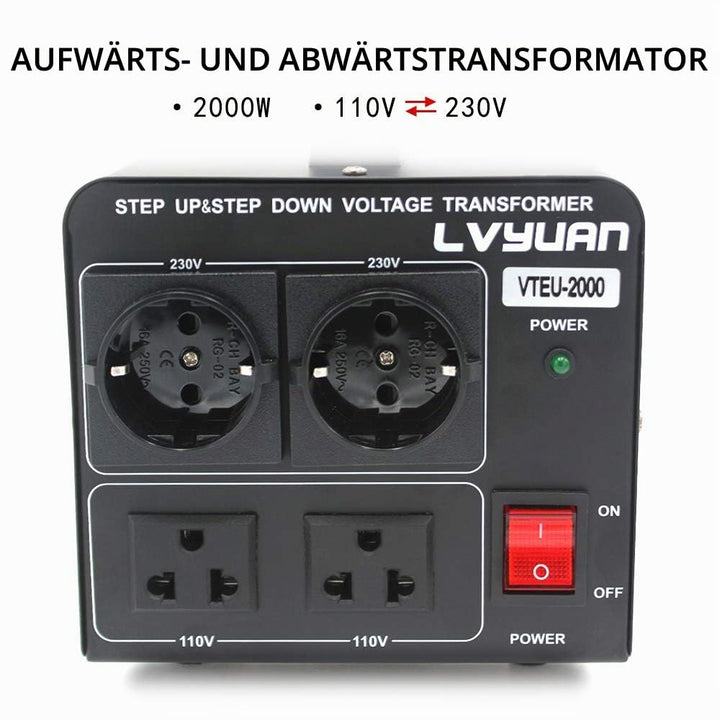 2000W (Peak) 110 Volt USA Spannungswandler Ringkern-Transformator 2000 Watt - In: 110V oder 220V / O