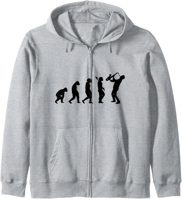 Saxophonisten Geschenkidee Evolution Jazz Musiker Instrument Kapuzenjacke