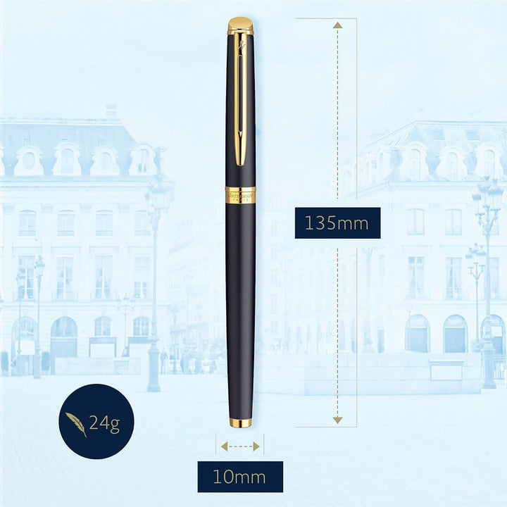 Waterman Hémisphère Füller | Mattschwarz mit Zierteile aus 23 K Gold | Füllfederhalter mit mittlere