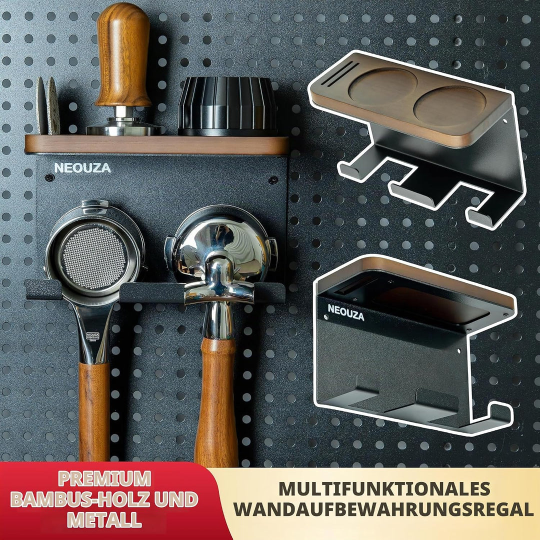 NEOUZA Espressozubehör-Halter, wandmontierter Organizer für Kaffeestampfer, Verteiler, Siebträger, P