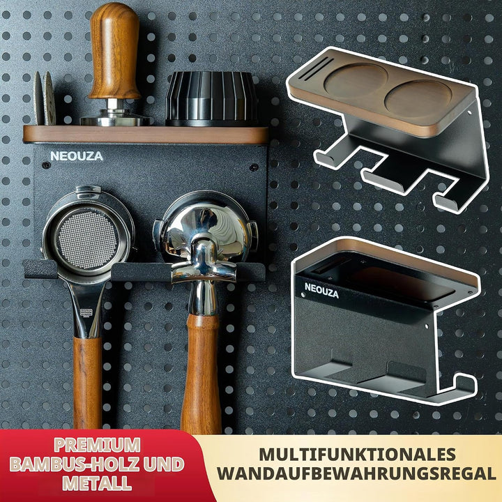 NEOUZA Espressozubehör-Halter, wandmontierter Organizer für Kaffeestampfer, Verteiler, Siebträger, P