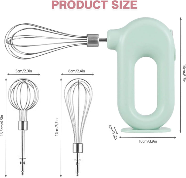 Elektrischer Schneebesen, Kabelloser Hand Mixer, Edelstahl-Schwenkquirl, 4 einstellbaren Geschwindig
