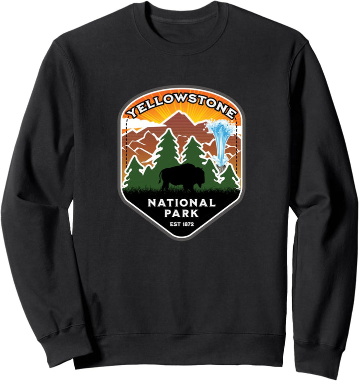 Yellowstone National Park Wandern Camping Bison Geyser Sweatshirt