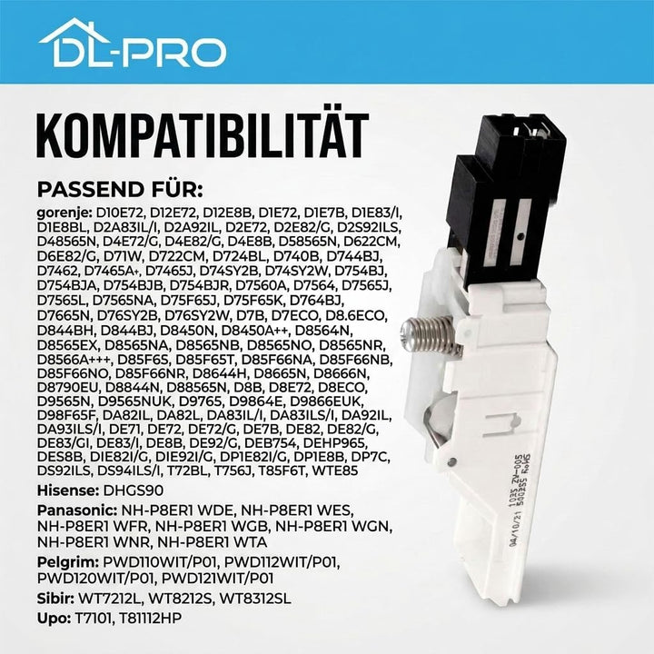 DL-PRO Türschalter für Gorenje 500355 | Türverriegelung für D8565N D8565NA D8565NB D85F65 D8ECO | Tr