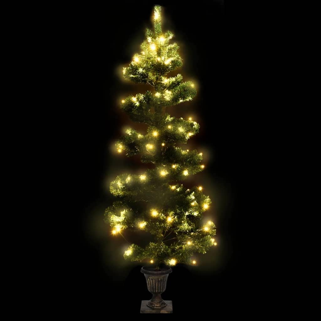 vidaXL Spiral Weihnachtsbaum mit Topf LEDs Christbaum Tannenbaum Dekobaum Kunstbaum Weihnachten Deko