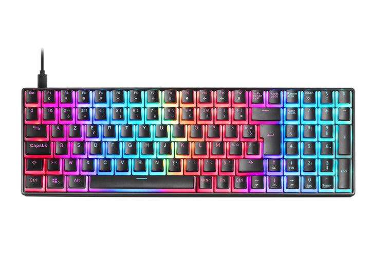 Mars Gaming MKULTRA, Mechanische Tastatur Schwarz RGB, Kompakt 96%, Schalter Outemu SQ Blau, Französ