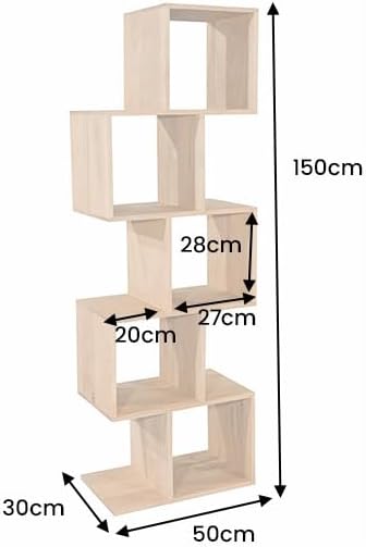 Regal MAKASSAR 50cm - natur - Mangoholz einzigartige Maserung Natur 50 x 30 x 150 cm, Natur 50 x 30
