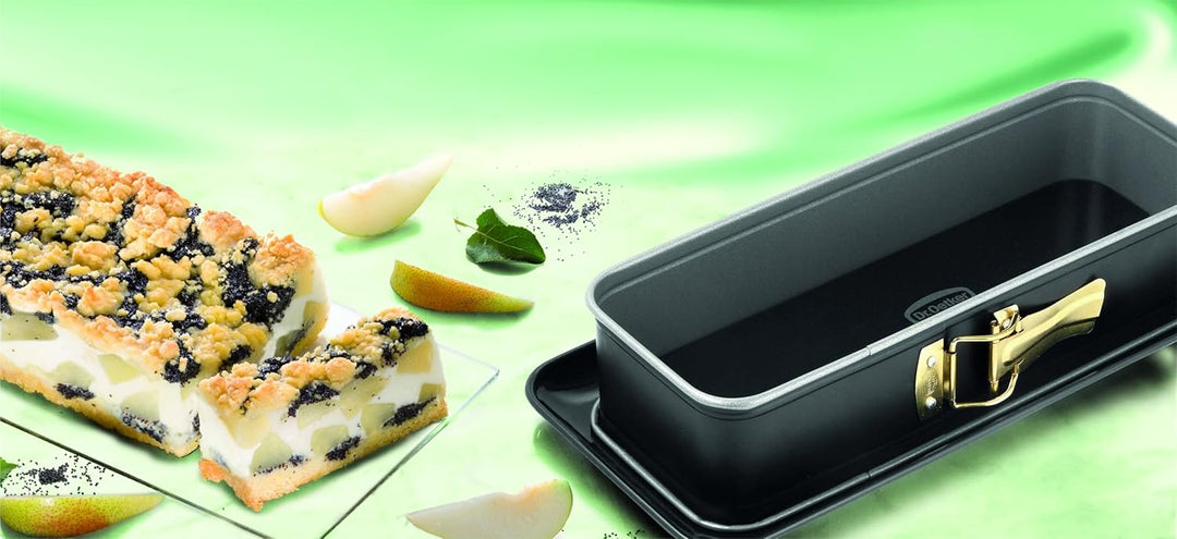 Dr. Oetker Rechteckige Springform mit Servierboden 30 x 12 cm Back-Idee – Eckige Backform mit schnit