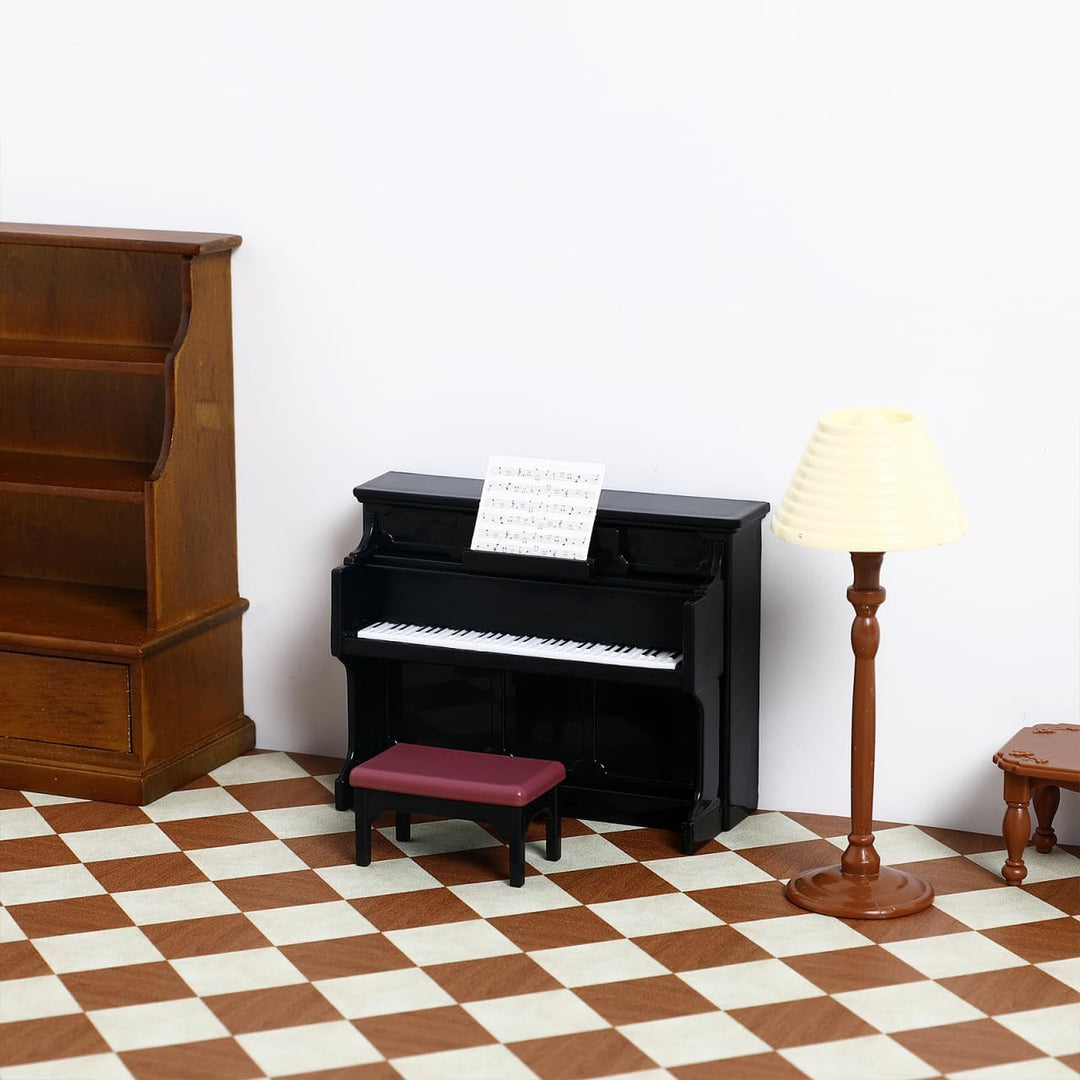 Toddmomy Klavier Miniatur Deko, Miniature Piano & Hocker FüR Puppenhaus ZubehöR Micro Landschaft Fee