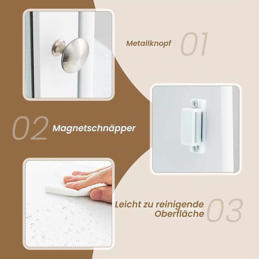 GIANTEX Spiegelschrank Bad, Badschrank Hängeschrank mit Spiegel, Badezimmerspiegel Schrank mit 8 Abl