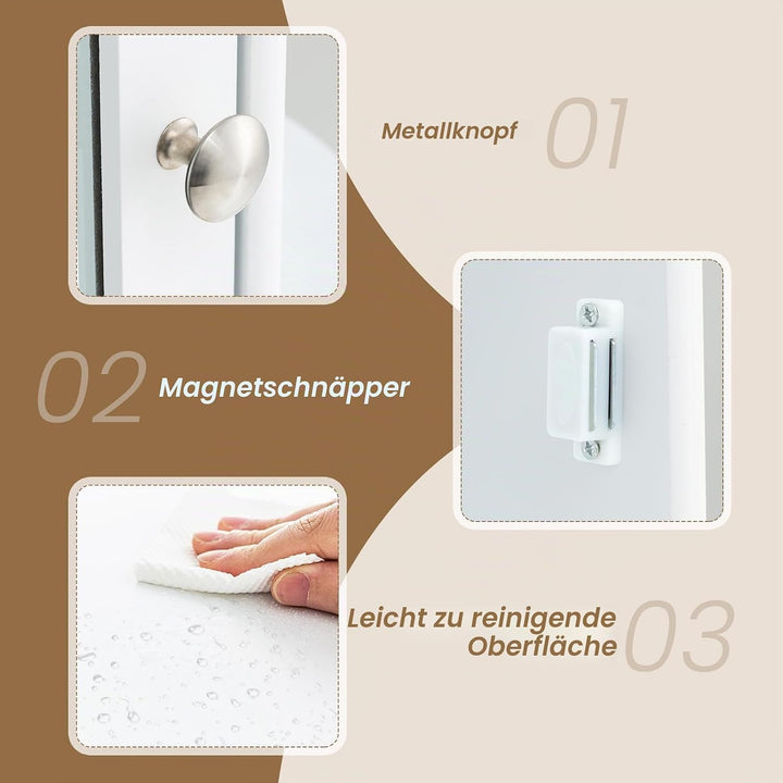 GIANTEX Spiegelschrank Bad, Badschrank Hängeschrank mit Spiegel, Badezimmerspiegel Schrank mit 8 Abl