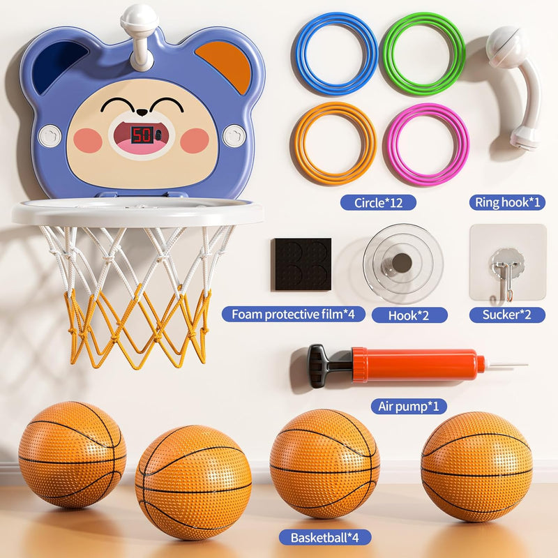 TEMI Indoor Mini Basketball Reifen für Kinder Alter 2 3 4 5 6, Kleinkinder Basketball Reifen mit auf