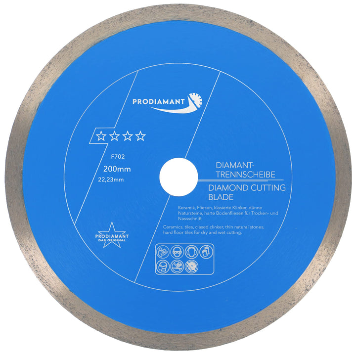 PRODIAMANT Profi Diamant-Trennscheibe PRORIM 200 mm x 22,23 mm kein ausbrechen bei glasierten Fliese