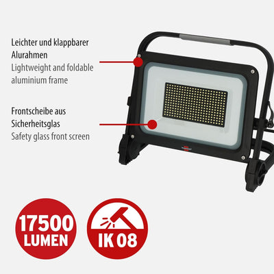 Brennenstuhl LED Baustrahler JARO 20060 M (150W, 17500lm, 6500K, IP65, dimmbar, 5m Kabel, LED Arbeit