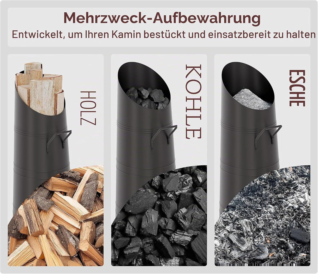 Fire Vida Kohlenschütte, Metall, schwarz, 23 x 30 x 56 cm Kohlenschütte, 56 cm, Kohlenschütte,