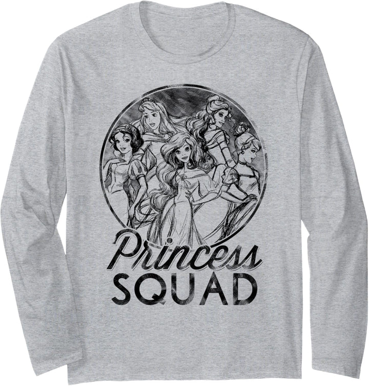 Disney Princess Squad Group Sketch Circle Portrait Langarmshirt