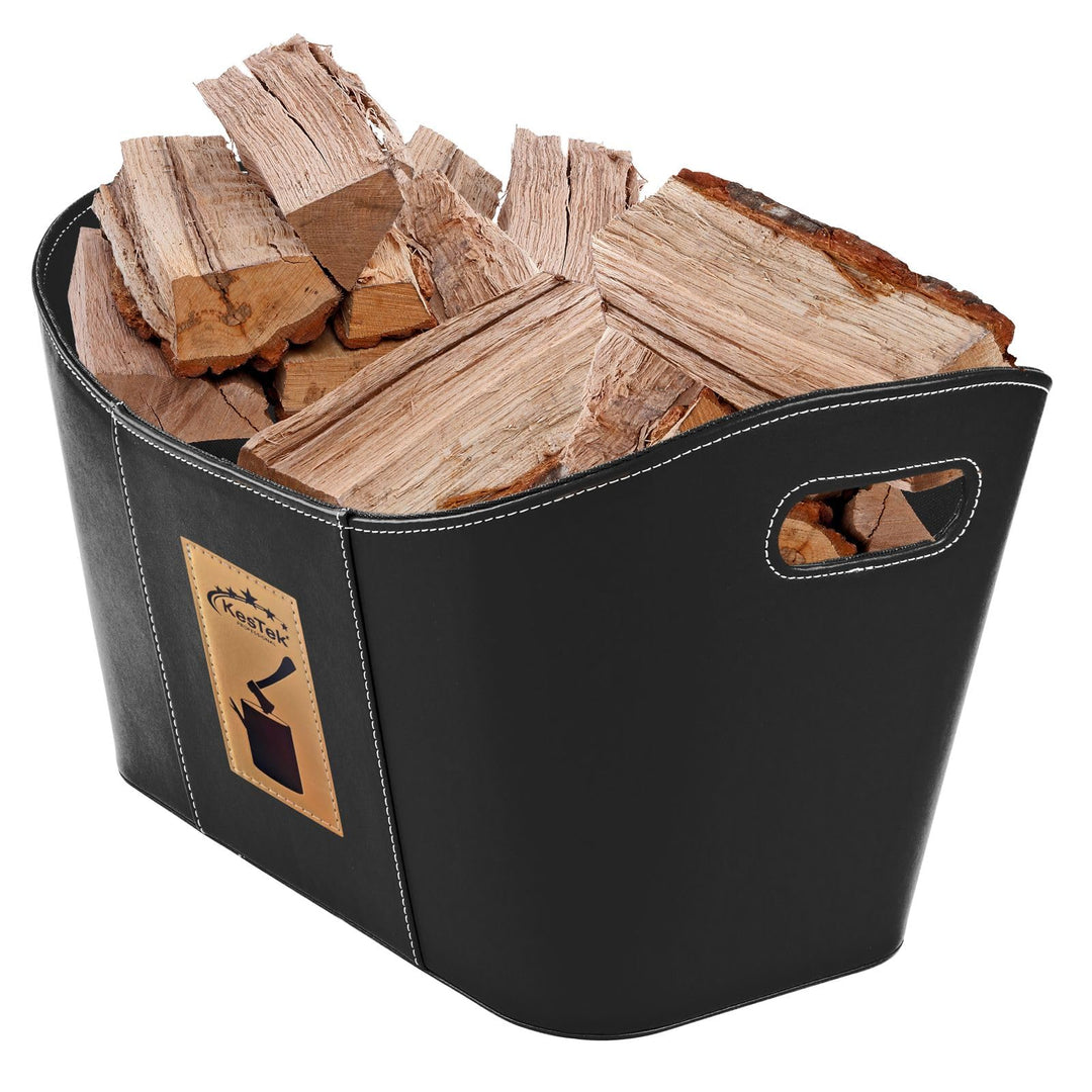 Kestek Brennholzkorb Salzburg schwarz 530x350x310 mm - Kaminholzkorb, Holztragekorb, Feuerholzkorb,