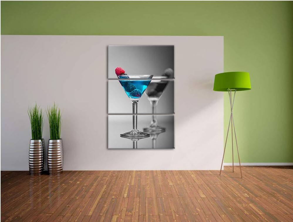 Pixxprint Leckere frische Cocktails als Leinwandbild | Grösse: 3 Teilig (120x80) | Wandbild| Kunstdr