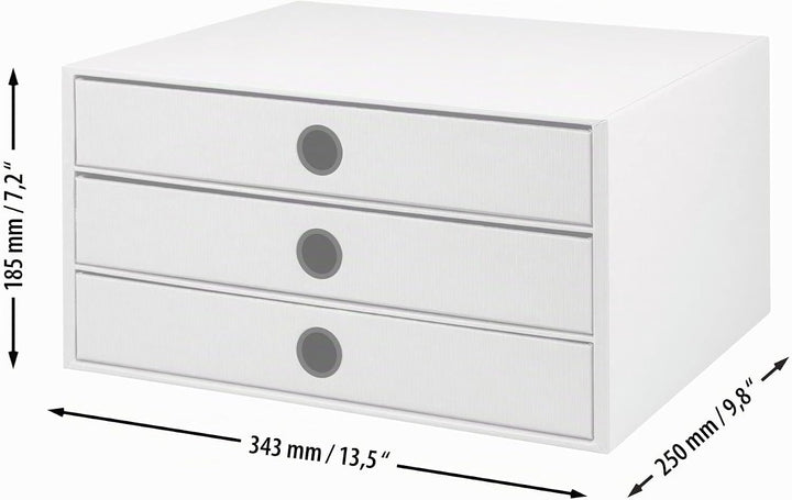 Rössler SOHO 3er Schubladenbox A4 aus Papier | Büro Organizer Schreibtisch| Schubladen Organizer Bür