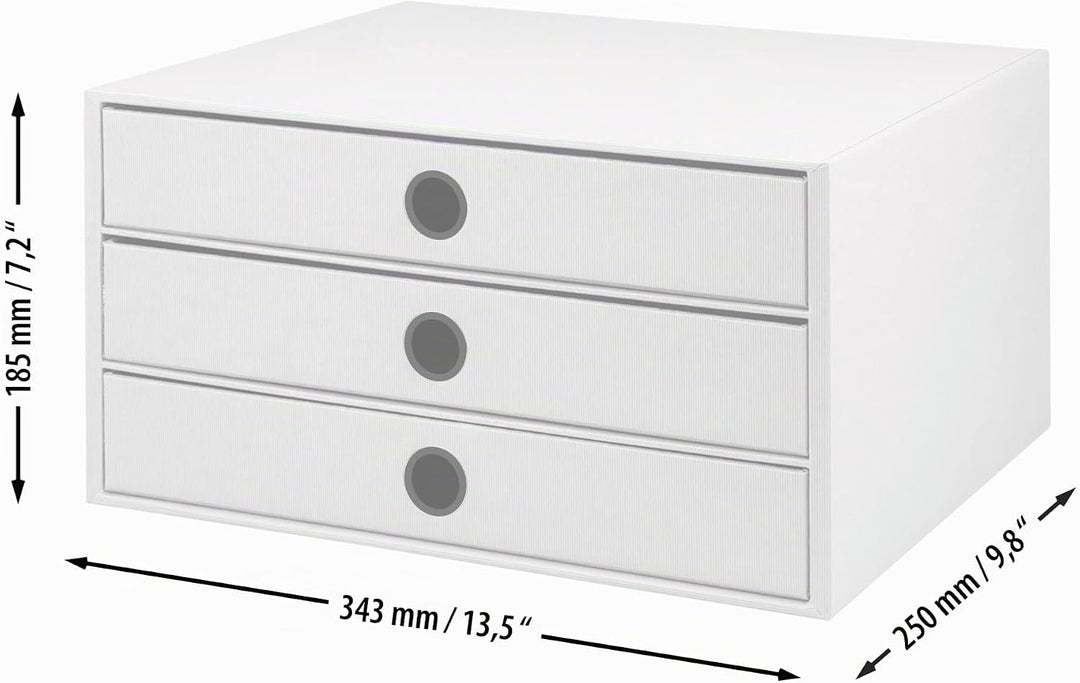 Rössler 1524452623 - S.O.H.O. 3er Schubladenbox für DIN A4, mit Griffloch, Kraft, 343 x 250 x 185 mm
