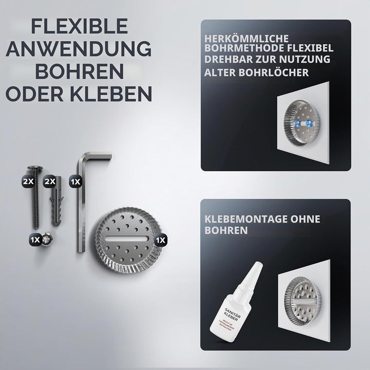 ovimar Badablage Nordborg | Edelstahl | Silber | Glasablage zum Bohren | hängend im Bad oder in der