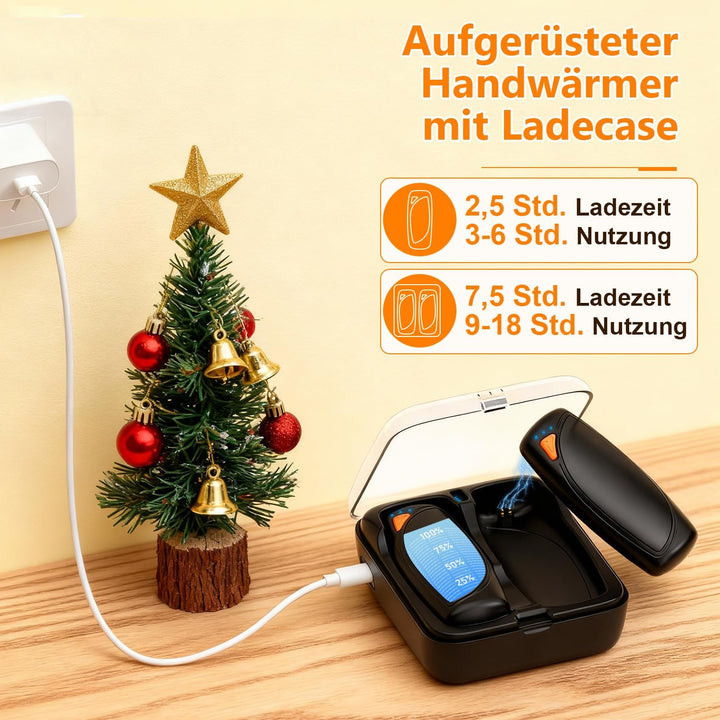 Lepwings Handwärmer Elektrisch 2er-Pack mit Ladecase, 14.000 mAh, Wiederverwendbare Taschenwärmer, B