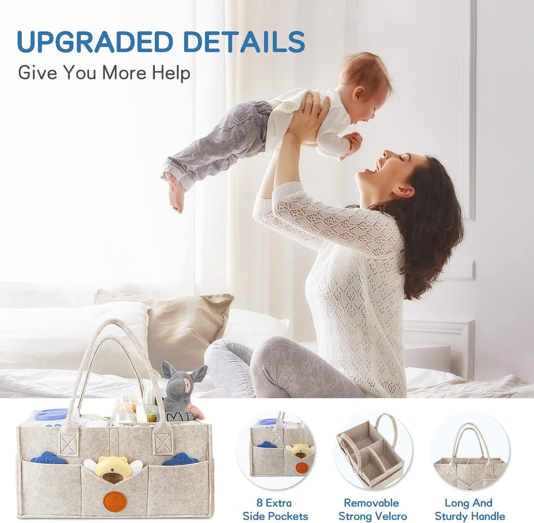 Maliton Wickeltisch Organizer，Baby Windel Caddy Newborn Essentials ，Robuster Tragbarer Filztasche, B