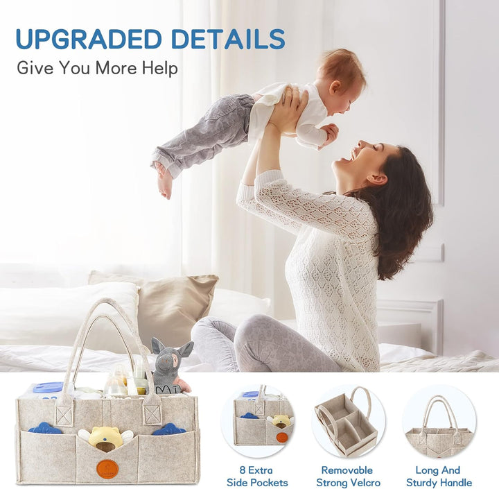 Maliton Wickeltisch Organizer，Baby Windel Caddy Newborn Essentials ，Robuster Tragbarer Filztasche, B
