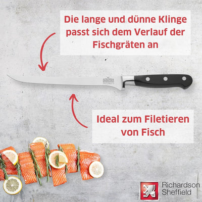 Richardson Sheffield V SABATIER Filetiermesser, gehärteter Klingenstahl, rostfrei, extrem scharf, Fi