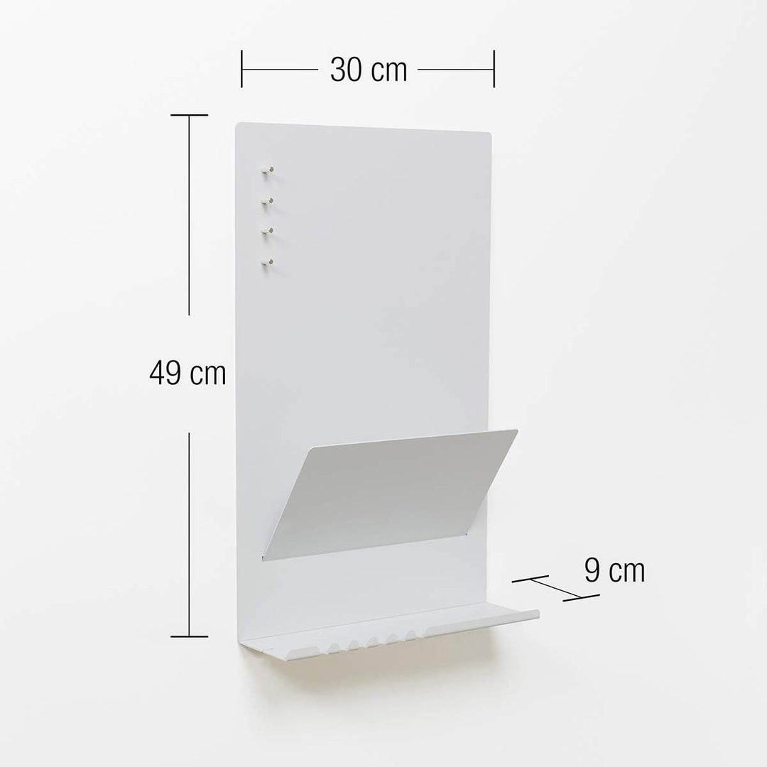 byde Wandorganizer Heke aus Stahlstruktur. 30 x 9 x 49 cm 3-in-1 Wandregal mit Magnettafel und Magne