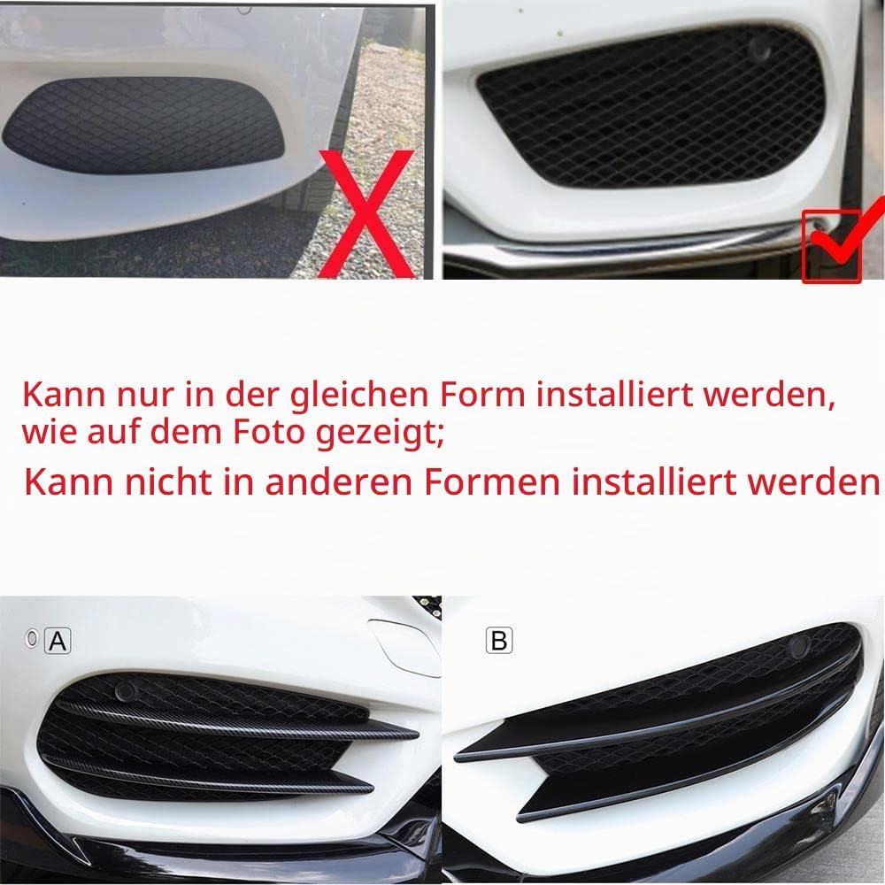 KUNGKIC Frontstossstange Kühlergrill Lip Splitter Spoiler Compatible with Mercedes Benz C Klasse W20
