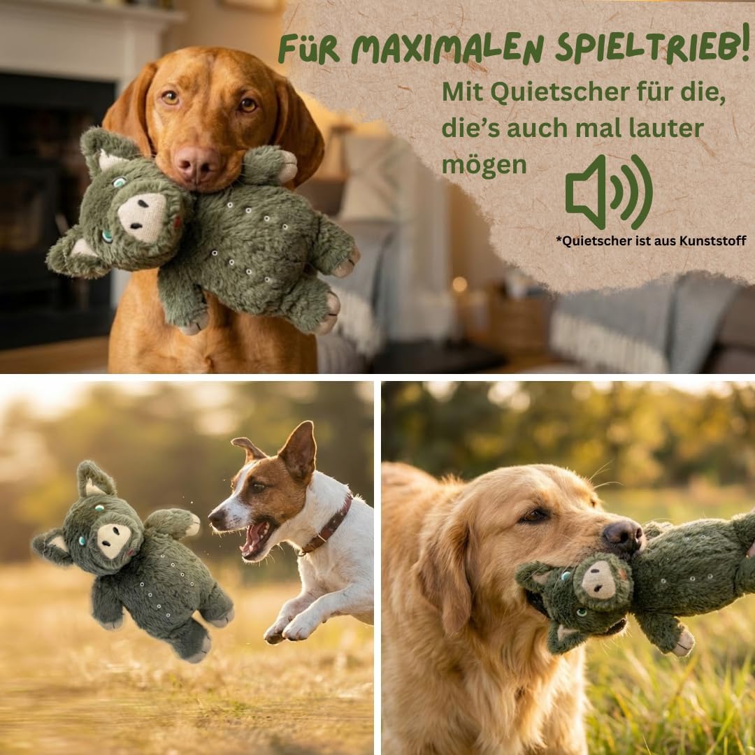 Hämpy das Hanf-Schwein | Robustes Hundespielzeug mit Quietscher | Nachhaltiges Kuscheltier für Hunde