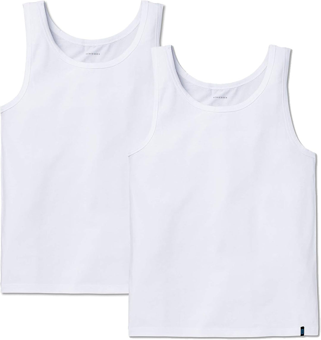 Schiesser Herren Achsel Shirt 95/5 2er Pack, Farbe:Weiss (100);Grösse:4/S