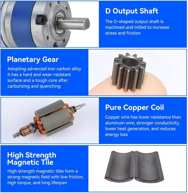DC 12V Planetengetriebemotor, D-Wellenmotor Planetengetriebemotor Drehzahlreduzierung Planetenkohleb