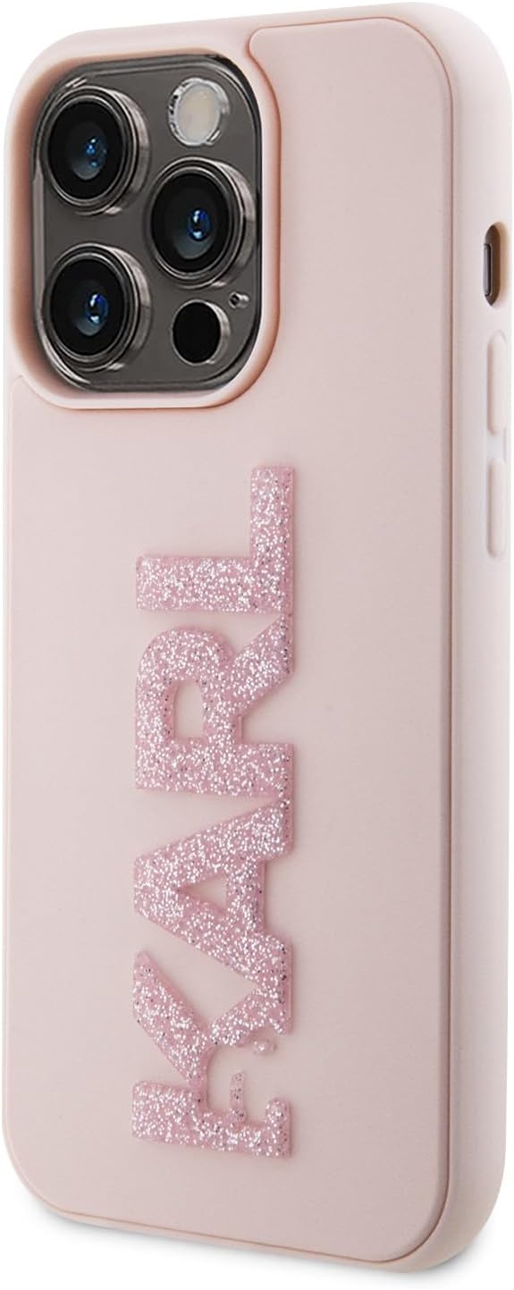 KARL LAGERFELD KLHCP15L3DMBKCP Hülle für iPhone 15 Pro 6.1" Rosa hardcase 3D Rubber Glitter Logo