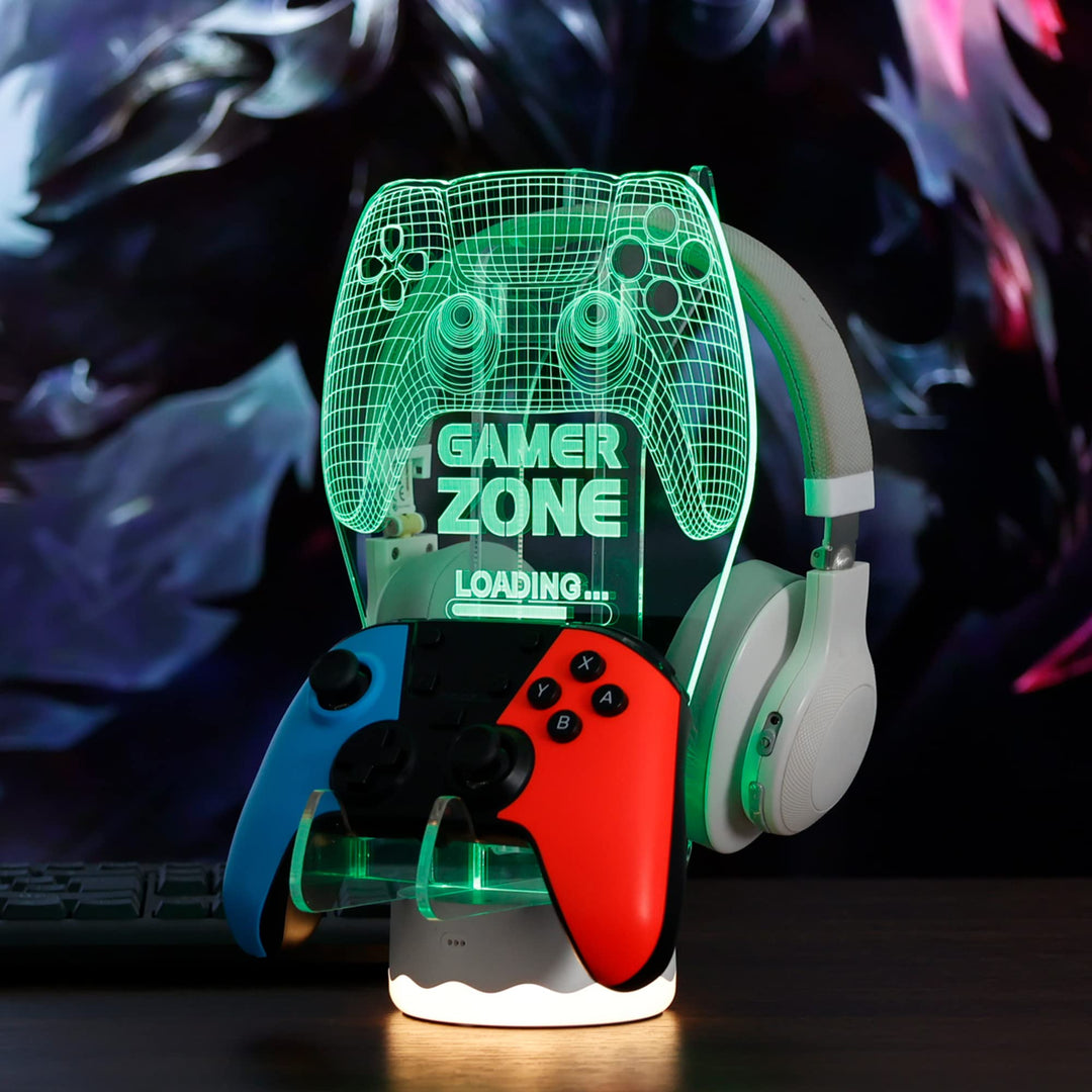 Leuchtender Kopfhörer- und Controller-Halter, 3D-LED-Leuchten, Kopfhörer-Gamepad-Ständer, Gamecontro