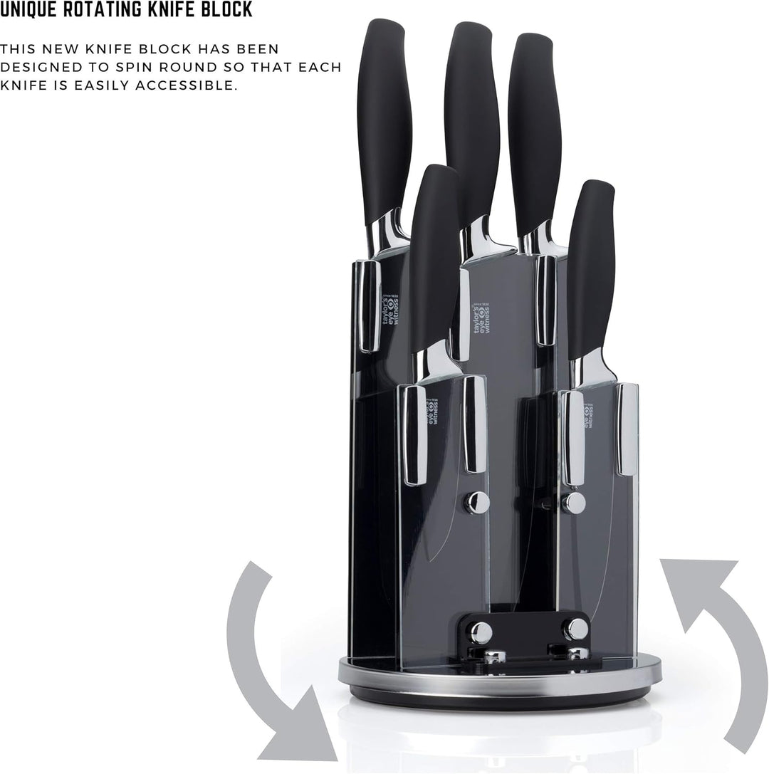 Taylors Eye Witness Messerblock-Set, enthäjt 5 Messer mit Edelstahl-Klingen und ergonomischen Griffe