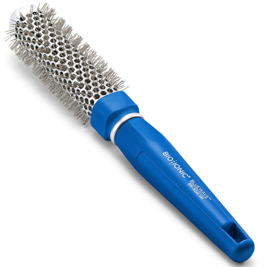 Bio Ionic BlueWave Round Brush Small, NanoIonic Conditioning Brush, Crimped bristles for added tensi