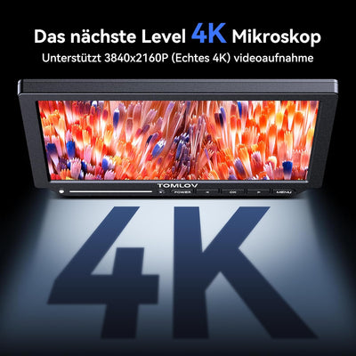 TOMLOV TM4K-AF Flex 4K Autofokus Digitales Mikroskop 2000X, 8" HDMI IPS Mikroskop Vergrösserung, 52M