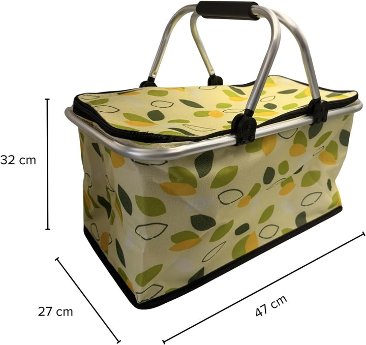 Basilico® Picknickkorb isoliert & faltbar, Kühltasche 30 L, hält warm & kalt, leichter stabiler Ther