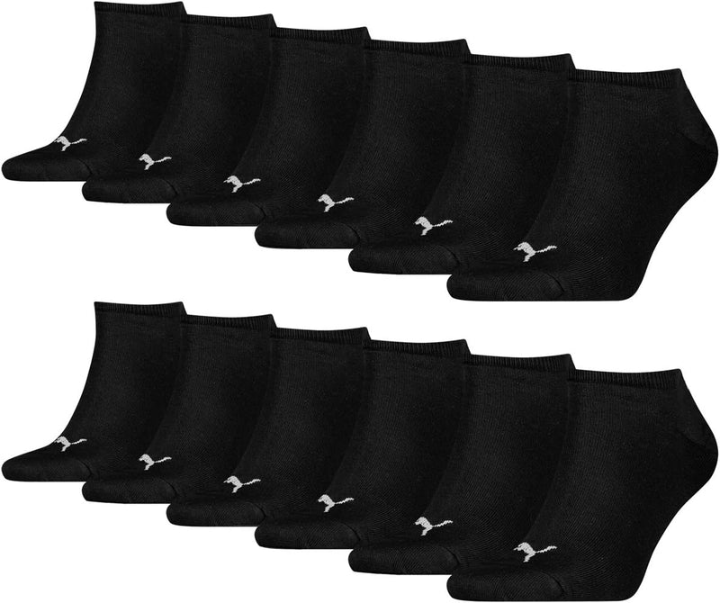 PUMA unisex Sneaker Socken Kurzsocken Sportsocken 261080001 12 Paar, Farbe:Schwarz, Menge:12 Paar (4