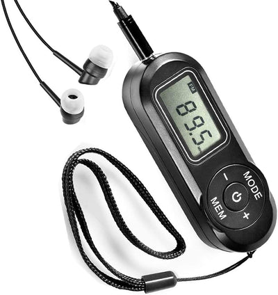 Mini Radio Tragbare FM mit digitaler LCD-Digitalanzeige, Kopfhörer, Pocket-Walkman-Radio mit Voreins