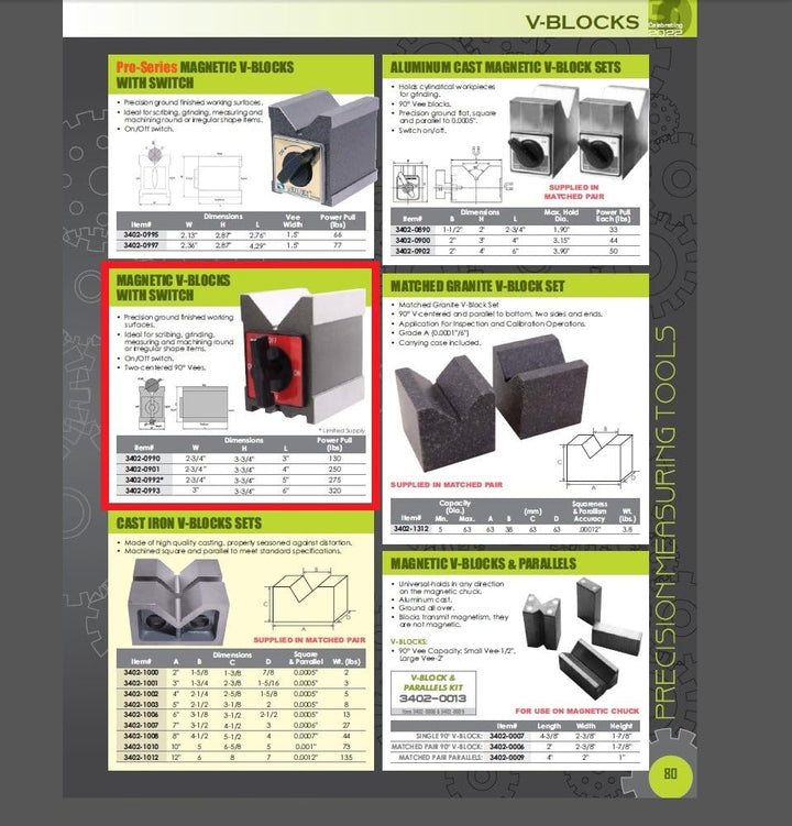 hhip magnetisch v-blocks mit Schalter (verschiedene Grössen: 3–3/4 x 2–3/10,2 x 7,6 cm – 3–3/10,2 x