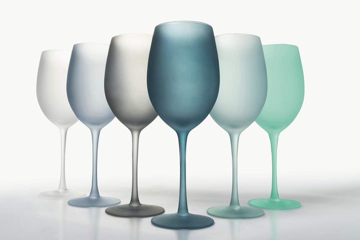 Villa d'Este Home Tivoli Shades of Blue Gläser, 6 Stück, frosted Glas, 550 ml