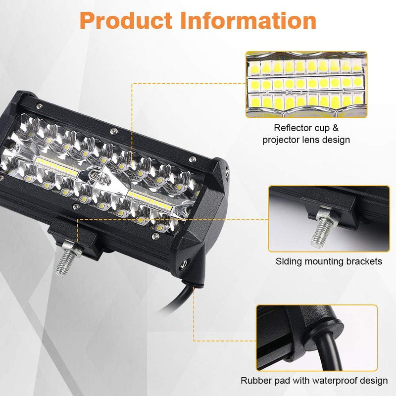 URAQT LED Arbeitsscheinwerfer, Scheinwerfer LED Auto, 2x120W Zusatzscheinwerfer, Flutlicht Wasserdic