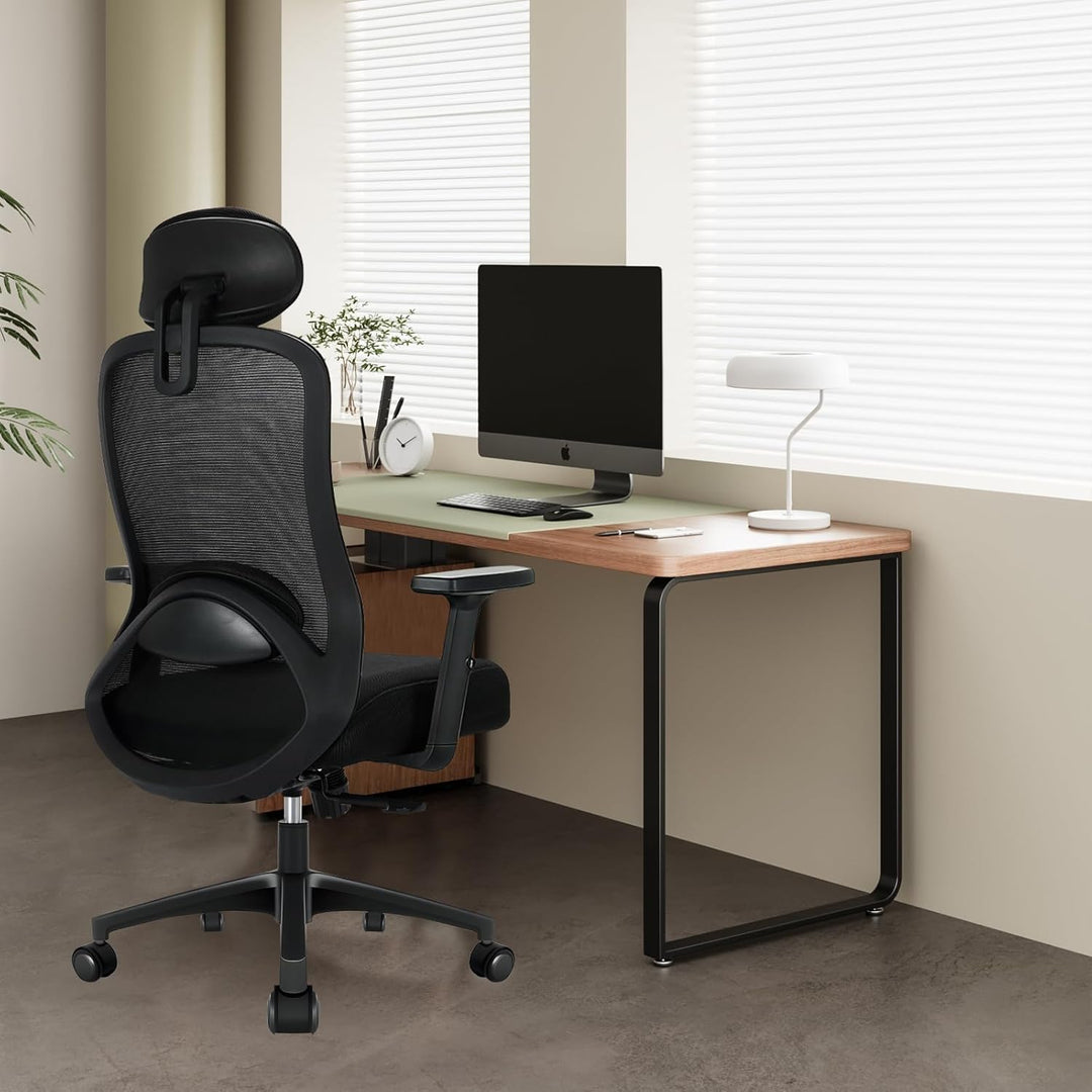 Milacyee Bürostuhl, Bürostuhl Ergonomisch, Schreibtischstuhl mit Kopfstütze, Armlehnen, Lendenwirbel