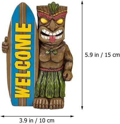 Cabilock Garten Hawaii Tiki Figur Welcome Gartendeko Willkommen Schild Tierfiguren Garten Dekofigur