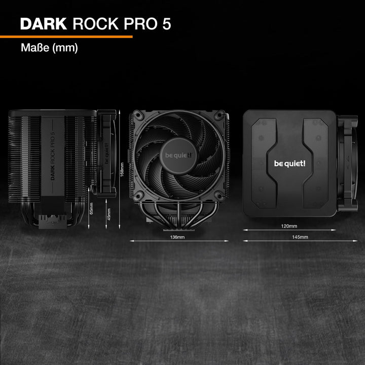 be quiet! Dark Rock Pro 5 Luftkühler, immens hohe Kühlleistung, 7 Hochleistungs-Heatpipes, 2x Silent